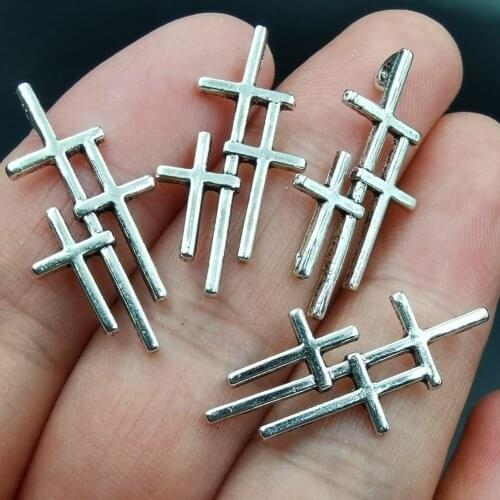 Antiquing 20pcs Cross Charm Metal Fashion Charms for Bracelets DIY Jewelry Making Religious Cross Charm15*30mm