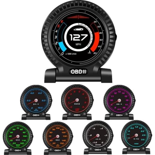 Automobile On-board Computer Car Digital OBD 2 HUD Display Speed RPM MPH Fuel Consumption Tacho Turbo Temperature OBD2 Gauge