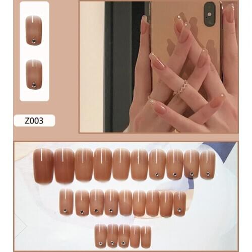 24pcs Colorful Plastic Ballet Fake Nails Artificial Diamond Decoration Press On Nails Marine Style Design Ladies Manicure