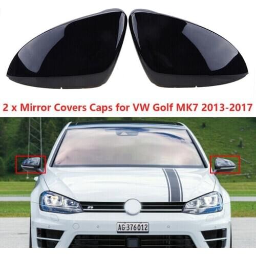 For 2014-2018 Golf 7 MK7 R Gti Gloss Black Car Rear View Mirror Cover 1 pair