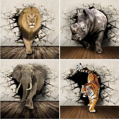 Evershine Full Square Diamond Painting Tiger 5D DIY Diamond Embroidery Animals Lion Rhinestone Art Home Decoration