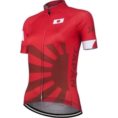 Japan 2020 Team Summer Red Cycling Jersey Women Bike Road Mountain Race Short Tops Racing clothing Breathable Quick Dry