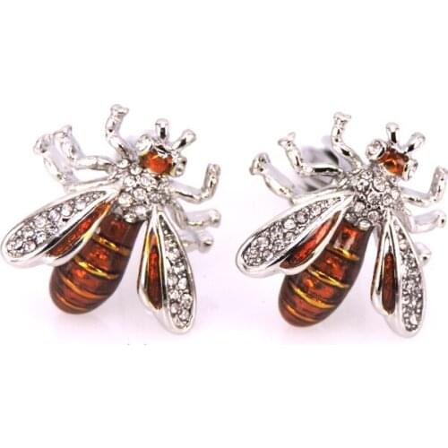 Mens French Shirt Cufflinks Scarf Hat Accessories Silver bee Animal Cuff button Wedding Couple Jewelry Gifts