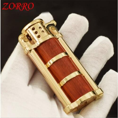 New Original Retro sandalwood Wood Kerosene Lighter.Creative Hand Made Oil Gasoline Cigarette Lighter.Smoking Gift