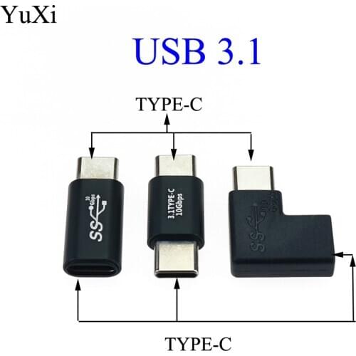 YuXi New Mini Portable 90 Degree Right Angle USB 3.1 Type C Male To Female Converter For Samsung Huawei Smart Phone