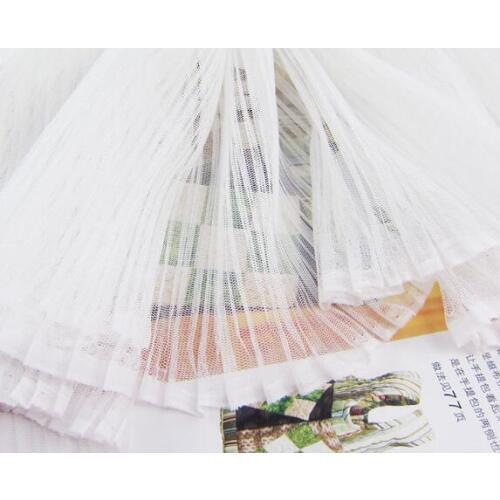 10Metres 1.5M Wide White Color Transparent Pleated Mesh Fabric Pettiskirt Wedding Pleated Ruffle Crumpled Net Lace Fabrics