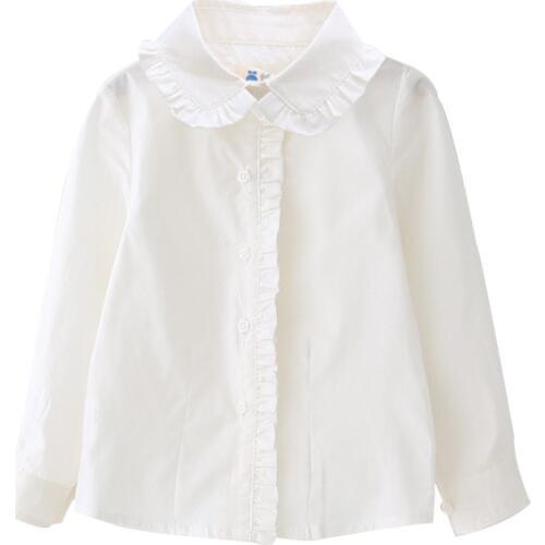 Students White Shirts For Girls School Uniforms Cotton Turn-Down Collar Blouses Girls Cotton Blouses Autumn Teenage Kids Clothes