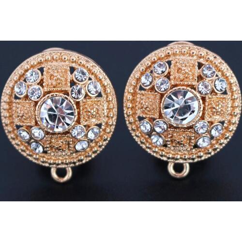 Earrings Post Connector Linkers Filigree Circle Black CZ Metal Base for Fashion Statement Dangle Hanging Earrings Drop Earring