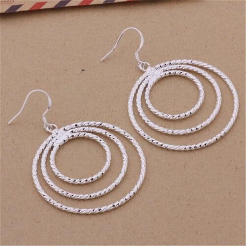 Wholesale price fashion silver color earrings high quality elegant cute women Charms wedding jewelry Round lovly gift LE054