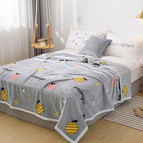 Gray pineapple Thicken plush bedspread blanket 200x230cm High Density Super Soft Flannel Blanket for the sofa/Bed/Car