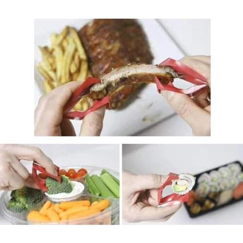 12pcs Food Finger Tongs Meal Prep Eating Trongs Anti-Scald Food Clips Dinner Utensil For Keeping Clean Kitchen Tools