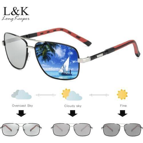 LongKeeper Photochromic Polarized Sunglasses Men Chameleon Discoloration Eyewear Anti Glare UV400 Glasses Driving Glasses Oculos