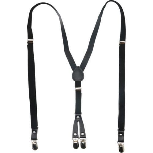 X Back 4 Clips Slim Skinny Black Solid Mens Suspenders For Men 1.5cm Womens Pants With Adjustable Suspenders