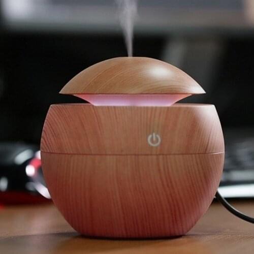 Mini Air Humidifier USB Ultrasonic Diffuser Aromatherapy Essential Oil Aroma Diffuser Electric Fog Wood Grain LED Light Home