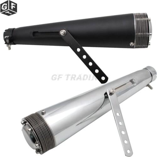 Motorcycle Cafe Racer Slip on Exhaust Pipe with Sliding Bracket Matte Black/Chrome Universal for Honda Suzuki Harley Cafe Racer