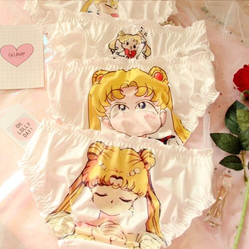 Japanese Moon Hare Beauty Girl Soldier Feelings Girl Heart Milk Silk Cute Edge beauty girl printed Cartoon underwear beautiful