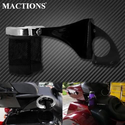 Motorcycle Rear Drink Cup Holder Passenger Water Cups Bottle Bracket Black For Harley Touring Trike Road Electra Glide 14-2020
