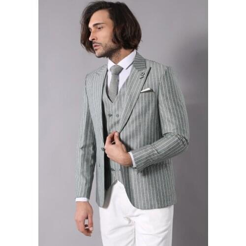 Striped Jacket Green Mens Suit Wessi