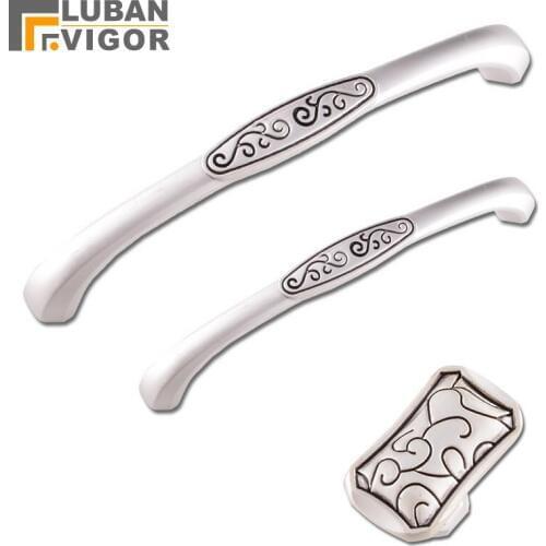 Pearl white, zinc alloy furniture handle,Silver engraved,European style style,for Shoebox wardrobe Drawer doorfurniture hardware