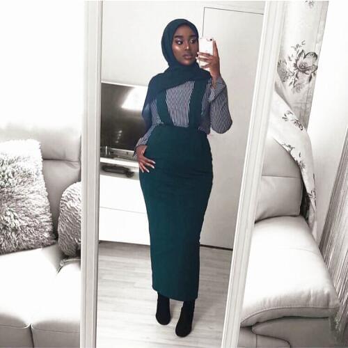 Fashion Womens Belt Skirt Overalls Dress Muslim Bottoms Long Skirts Pencil Skirt Ramadan Party Worship Service Islamic Clothing