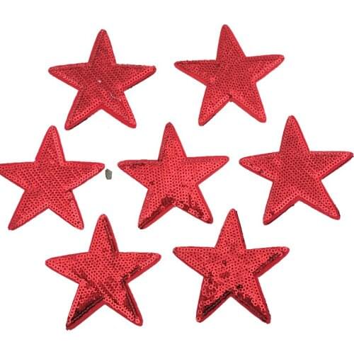 10pcs/lot Small Red Star Sequined Sew on Iron on Patches for Clothes DIY Decoration Accessories Stars Sequins Patch