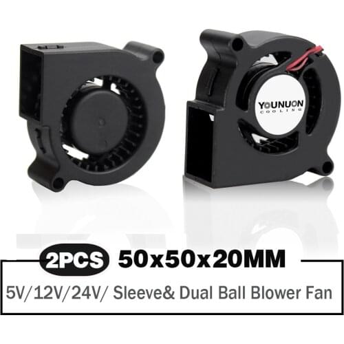 2 Pieces 50mm Blower Fan 5V 12V 24V 5020 Turbo Blower Fan 50x50x20mm Centrifugal Turbine Fan DC Brushless Cooling Fan