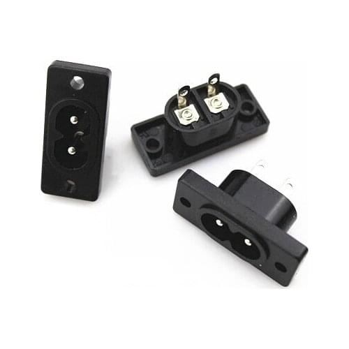 2Pcs/lot AC 250V 2.5A IEC320 C7 Socket Soldering Pins Power Connector IEC 320