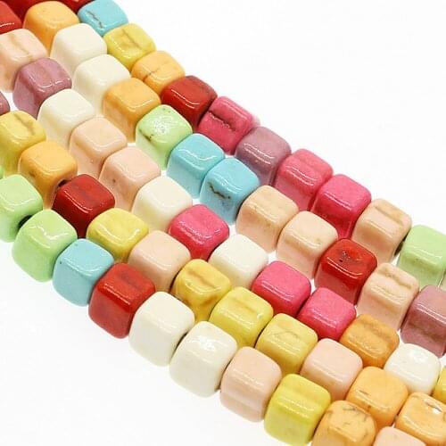4x4mm Small Size Turquoise Beads Bright Colored Square Shape Losoe Beads Strand DIY Necklace Bracelet Earrings Accessories