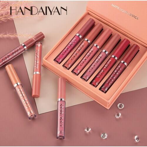 6Colors/Sets Fashion Liquid Lipstick Lipgloss Sets Naturally Moisturizer Waterproof Velvet Lip Glosses MPwell