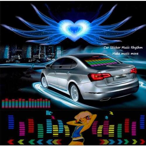 Car Sticker Music Rhythm LED Jump Flash Light Lamp Car Rear Windshield Sound Activated Equalizer Decorative Light Styling 12V