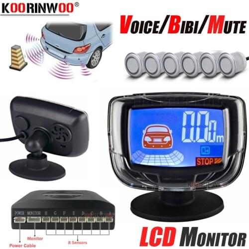 Koorinwoo Car LCD Monitor Car Parking Sensor 2 front 4 back sensor Black Silver Grey Beep alarm Parktronic System Jalousie blind