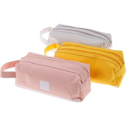 Double Zipper Large Pencil Case Kawaii School Pencilcase Big Pen Box For Girls Gifts Cute Stationery Supplies Bag