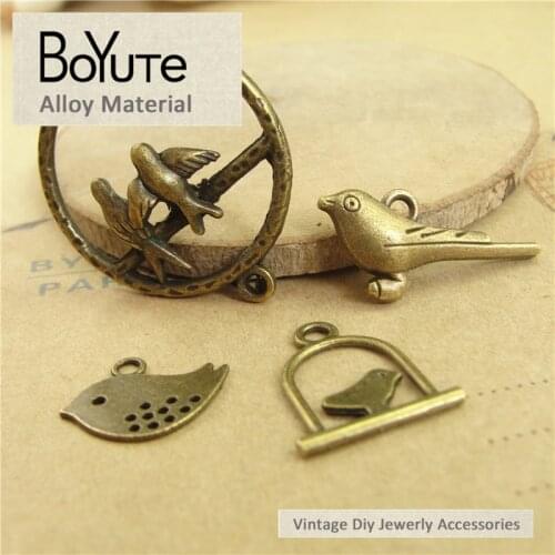 BoYuTe (100 Pieces/Lot) Mixed Zinc Alloy Metal Charms Antique Bronze Plated Bird Pendants Jewelry Findings fit Jewelry Diy
