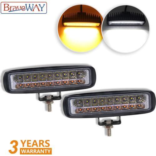 BraveWay 36W LED Fog Light Dual Color Yellow Fog Lamp Vehicle Work Light LED Truck Motorcycle Extra light for Moto SUV,UTV,ATV