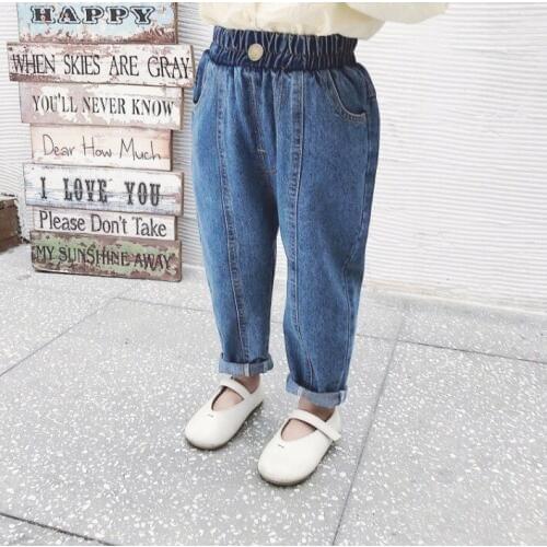 Childrens Jeans 2020 Spring New Korean Baby Girl Jeans Boys and Girls Casual Denim Trousers Baby Cowboy Pants Kids Jenas 2-7Y