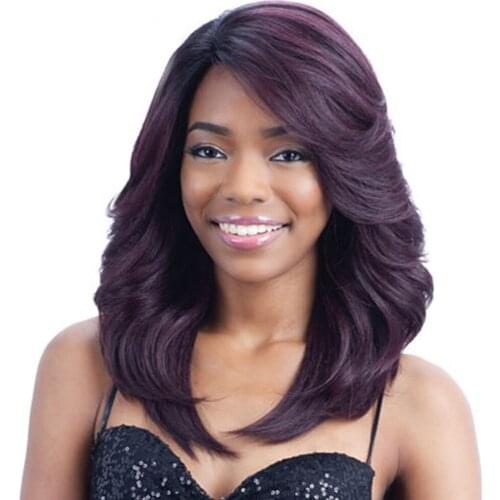 Long Wavy Synthetic Wigs For Black American European Women Loose Wave Purple Wigs Average Size Synthetic Wigs 18 inches