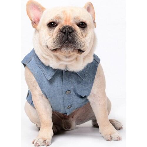 Print Pet Dog Denim Vest Coat Fashion New Arrival Dog Jeans Jacket French Bulldog Clothes Schnauzer Pug Bichon Costume PDC0140