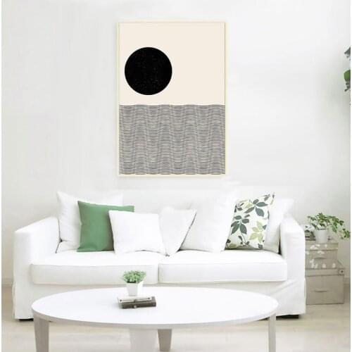 Ocean Waves Print Nautical Mid Century Geometric Poster Woodblock Style Illustration Neutral Colors Home Wall Art Decor