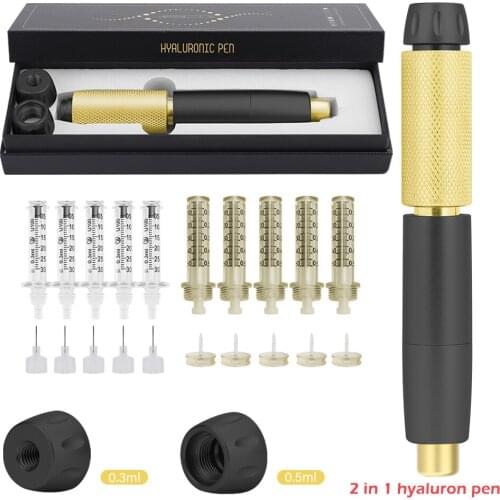 2 In 1 Hyaluron Pen with 3 Level Adjust Pressure Hyaluronic Acid Pen for Anti Wrinkle Lip Lifting 0.3ml&0.5ml Nozzle Adapter