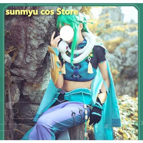 Game Genshin Impact Baizhu Bai Zhu Cosplay Costume With Glasses and Snake and Waist decoration Halloween