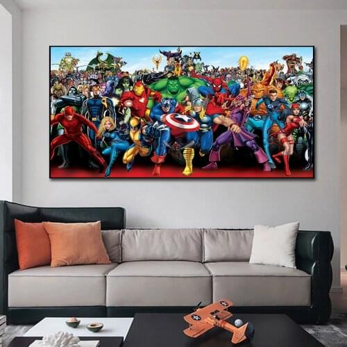 Comic Marvel Avengers Canvas Painting Superhero Character Posters Prints Modern Wall Art Pictures for Living Home Decoration