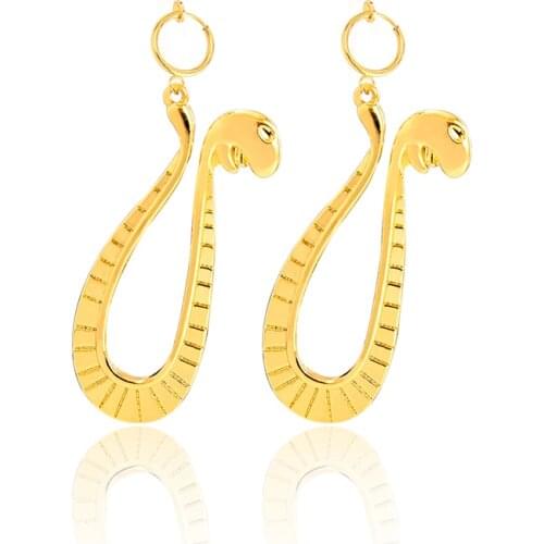 Classic Anime One Piece Boa Hancock Earrings Gold Snake Pendant Statement Earrings For Women Cosplay Accessories