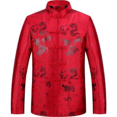 Middle-aged jacket men blazer autumn winter father Cotton clothing masculina coats mens Tang suit Chinese style stand collar