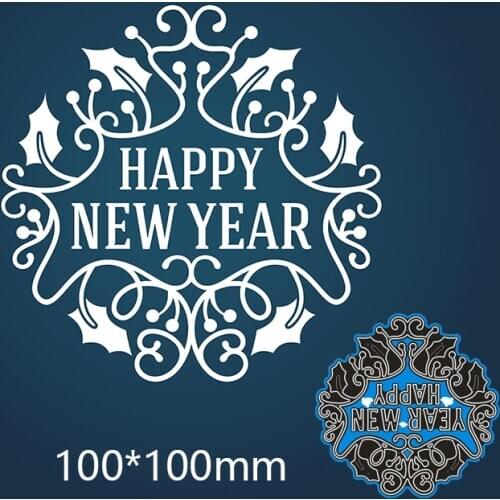 100*100mm happy new year letters frame New Metal Cutting Dies Scrapbook paper Decoration Embossing DIY Paper Card Craft
