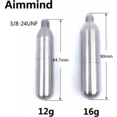 High Capacity 12g 16g CO2 Tank Refillable Cartridge Threaded Capsule Rechargeable Cartridge Gas Cylinder 304 Stainless Steel