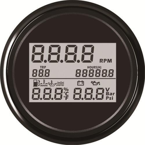 Pack of 1 3 in 1 Multifunction Tachometer Gauges 0-5Bar Oil Pressure Gauge Water Temp Gauges Fuel Level Meter Voltmeters 9-32v