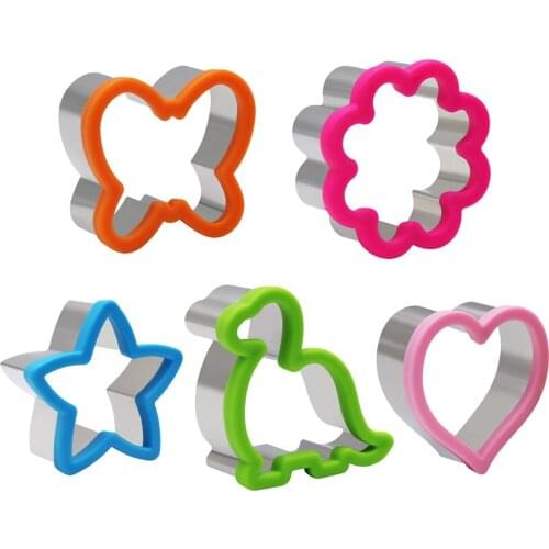 Stainless Steel Mold Dinosaur/Star/Heart/Flower/Butterfly Cookie Cutters Set Baking Mold Sandwich Cutter Kitchen Tool