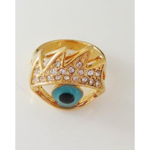 MIN ORDER 10$ CAN MIX DESIGN /NEW - YELLOW GOLD GP OVERLAY Santa Lucia EYE/ EVIL EYE RING SIZE 7 8 9 /GREAT GIFT