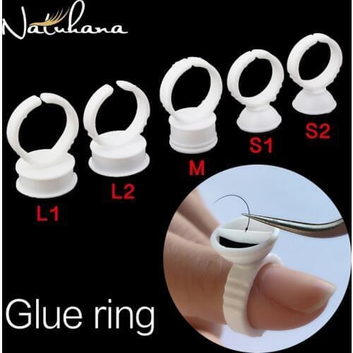 NATUHANA Wholesale 100Pcs Disposable Eyelash Extension Glue Holder Ring Lash Extension Tattoo Glue Adhesive Pigment Holders Ring