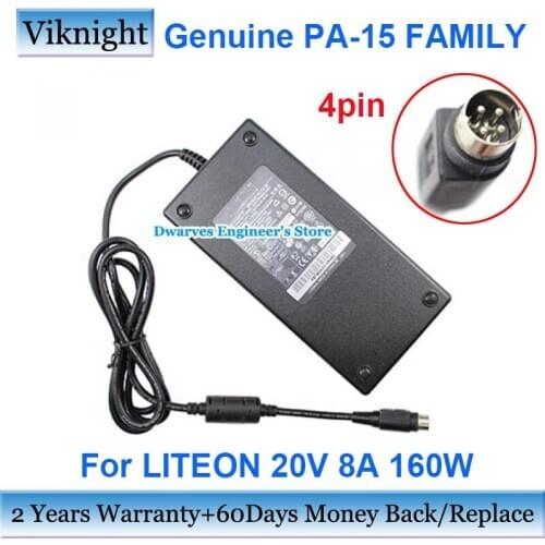 Genuine 20V 8A 160W PA-15 FAMILY Laptop Adapter Charger For Liteon PA-1161-02 PA-1151-06D PA-1121-08 Power Supply 4 Pin